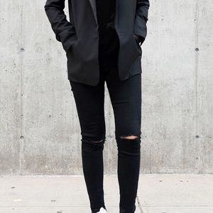 J Brand Black Destroyed Knee Skinny Jeans